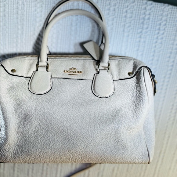 Coach White Leather Satchel with Detachable Strap - Picture 2 of 15